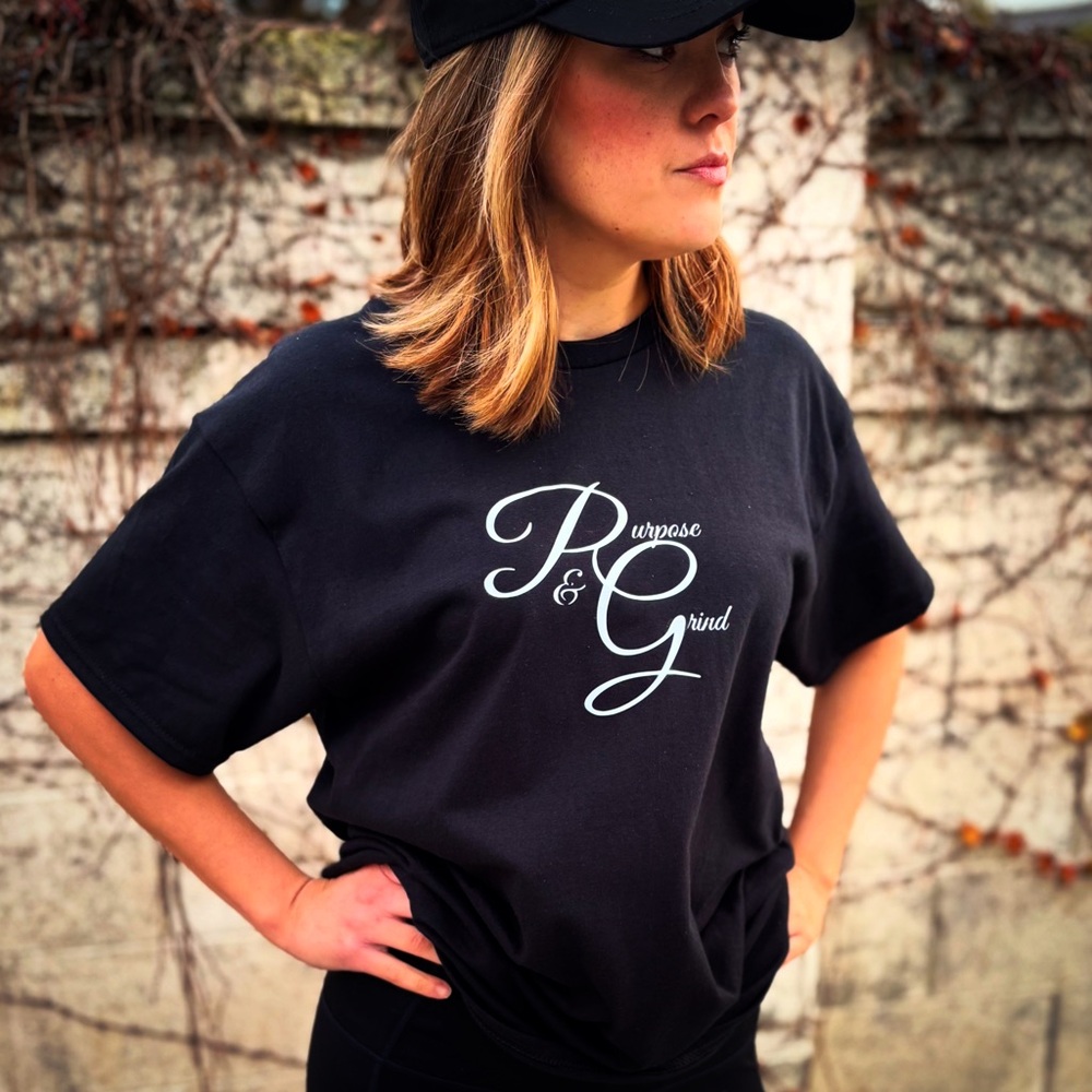 Black Graphic Tee with Purpose & Grind Original Design